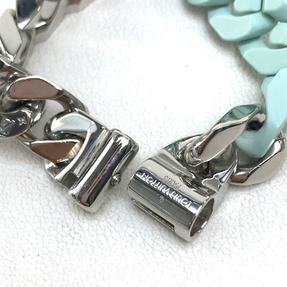 LOUIS VUITTON MP2630 LV Sculpture Chain Bracelet, Ceramic, Women's, Silver, - Picture 10 of 10